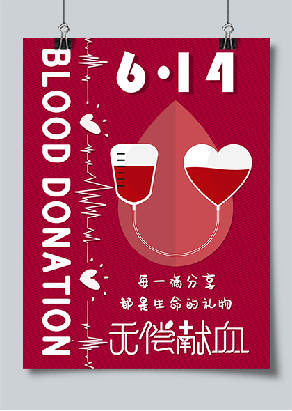614无偿献血日公益宣传海报