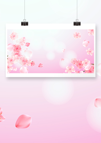 粉色桃花浪漫展板背景PSD素材