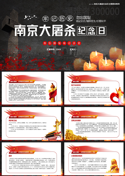 南京大屠杀纪念日主题教育班会PPT模板