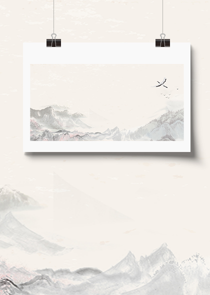 中国风水墨仙鹤山水梅花展板背景素材