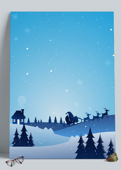 蓝色卡通圣诞夜背景图片矢量素材