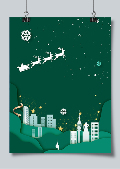 城市圣诞夜绿色背景图片素材