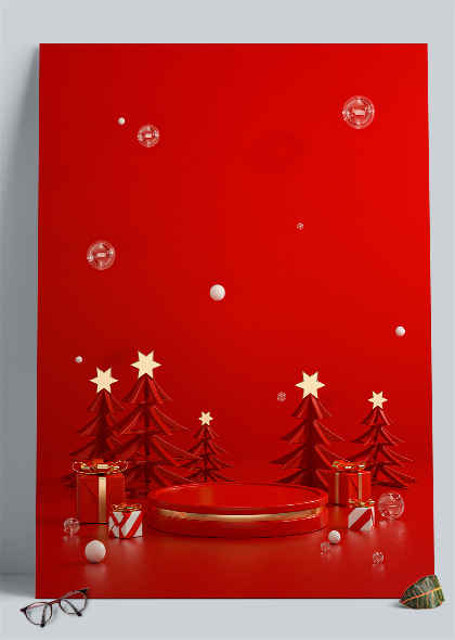 立体剪纸风圣诞节红色背景图片
