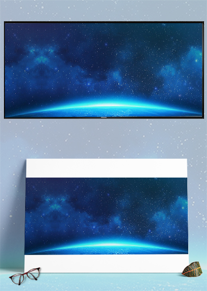 蓝色地球星空商务科技海报展板背景