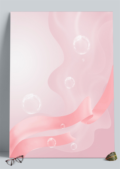 粉色透明气泡浪漫丝带背景图片素材