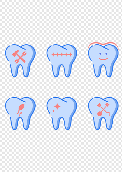 蓝色牙齿图标拔牙洗牙牙科图标素材