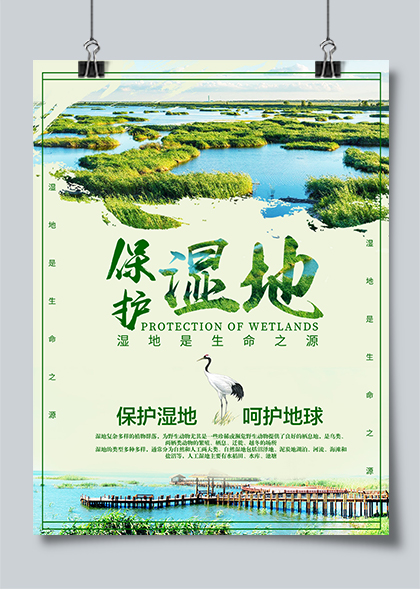 保护湿地呵护地球环保公益海报设计素材