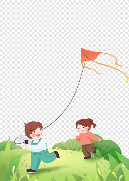 清明踏青儿童放风筝免抠元素素材