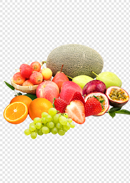 草莓苹果葡萄等水果摄影图透明背景素材