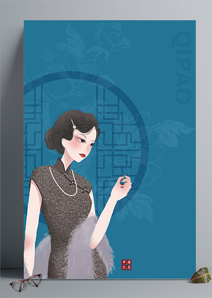 中国之美旗袍文化海报背景素材