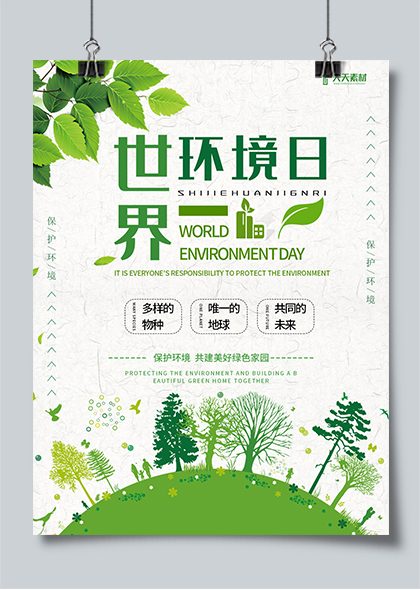 世界环境日共建美好家园绿色简约海报