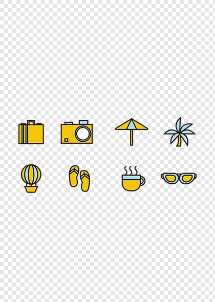 夏季旅游旅行icon图标套图夏天图标一组