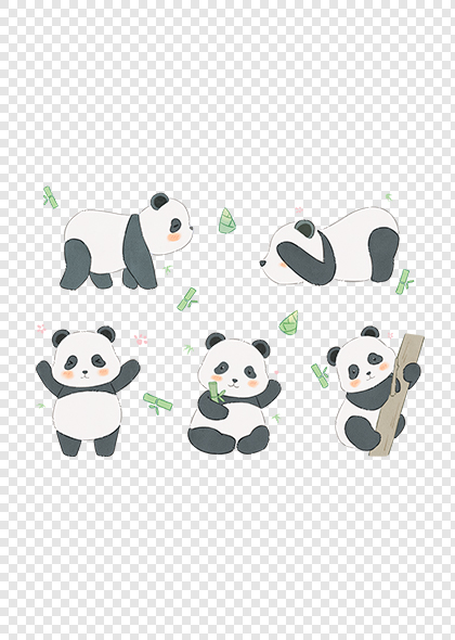 卡通动物手绘可爱熊猫免抠图片
