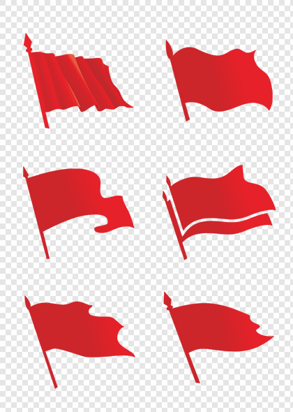 红旗旗帜剪影旗子图标元素设计矢量素材