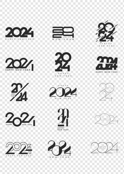2024新年创意数字艺术字设计矢量字体