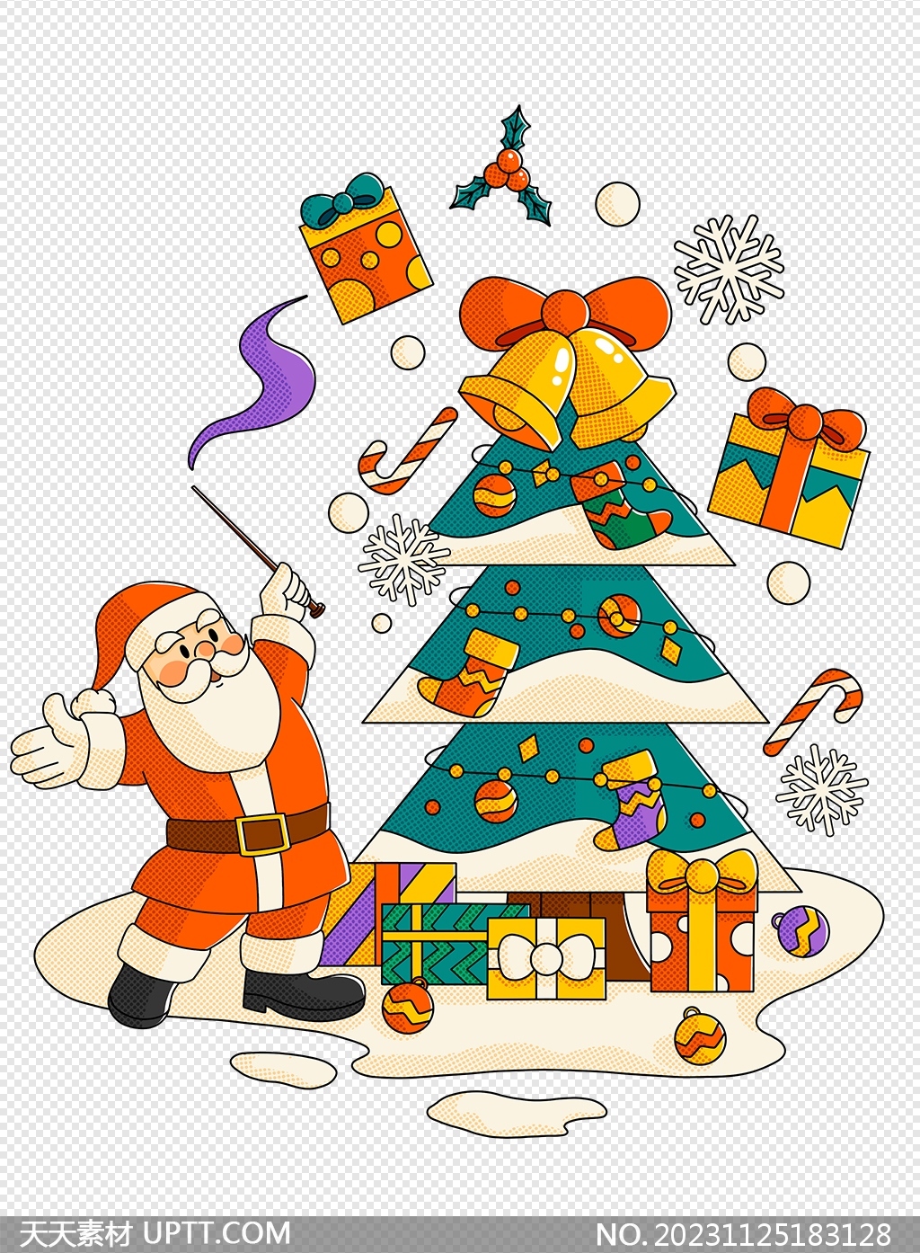 圣诞老人送礼物——圣诞节圣诞插画图片-千库网
