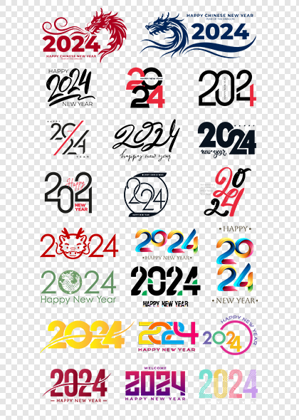 2024年数字标志艺术字体2024图标矢量素材