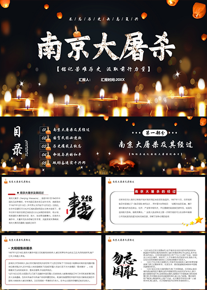 祈祷哀悼受难同胞南京大屠杀主题PPT模板