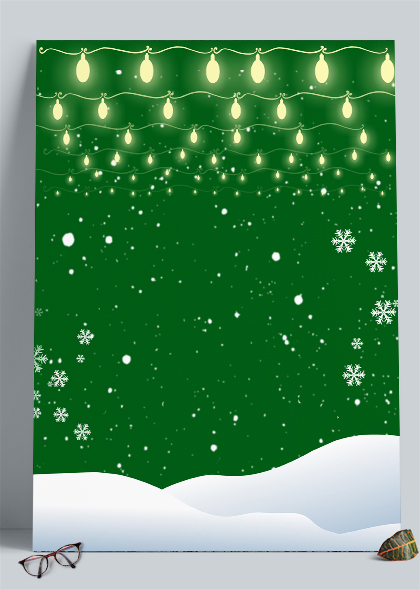 冬季雪花彩灯圣诞节平安夜绿色背景图片
