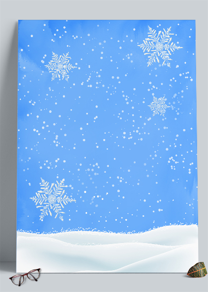 蓝色天空雪地雪花冬季海报背景图片