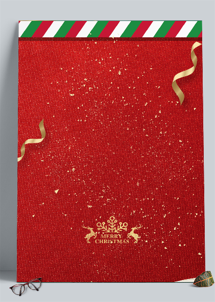 红色麻布底纹烫金元素圣诞节喜庆背景图片
