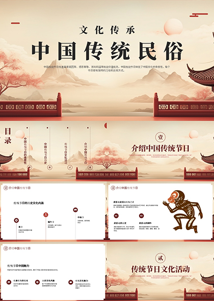 中国传统节日民俗文化PPT模板