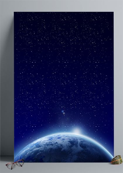 地球星空深蓝色科技类海报背景图片