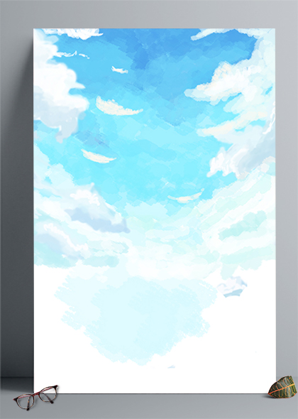 油画水彩风格蓝色天空海报背景图片