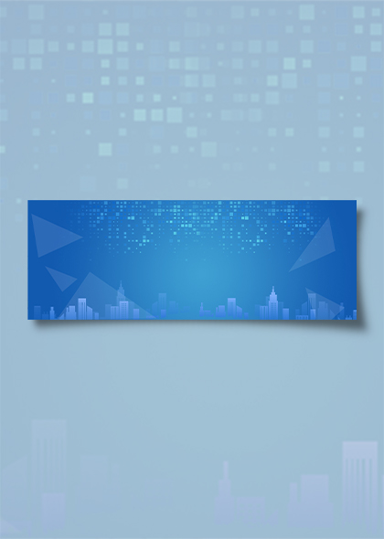 城市建筑剪影蓝色科技感banner背景图片