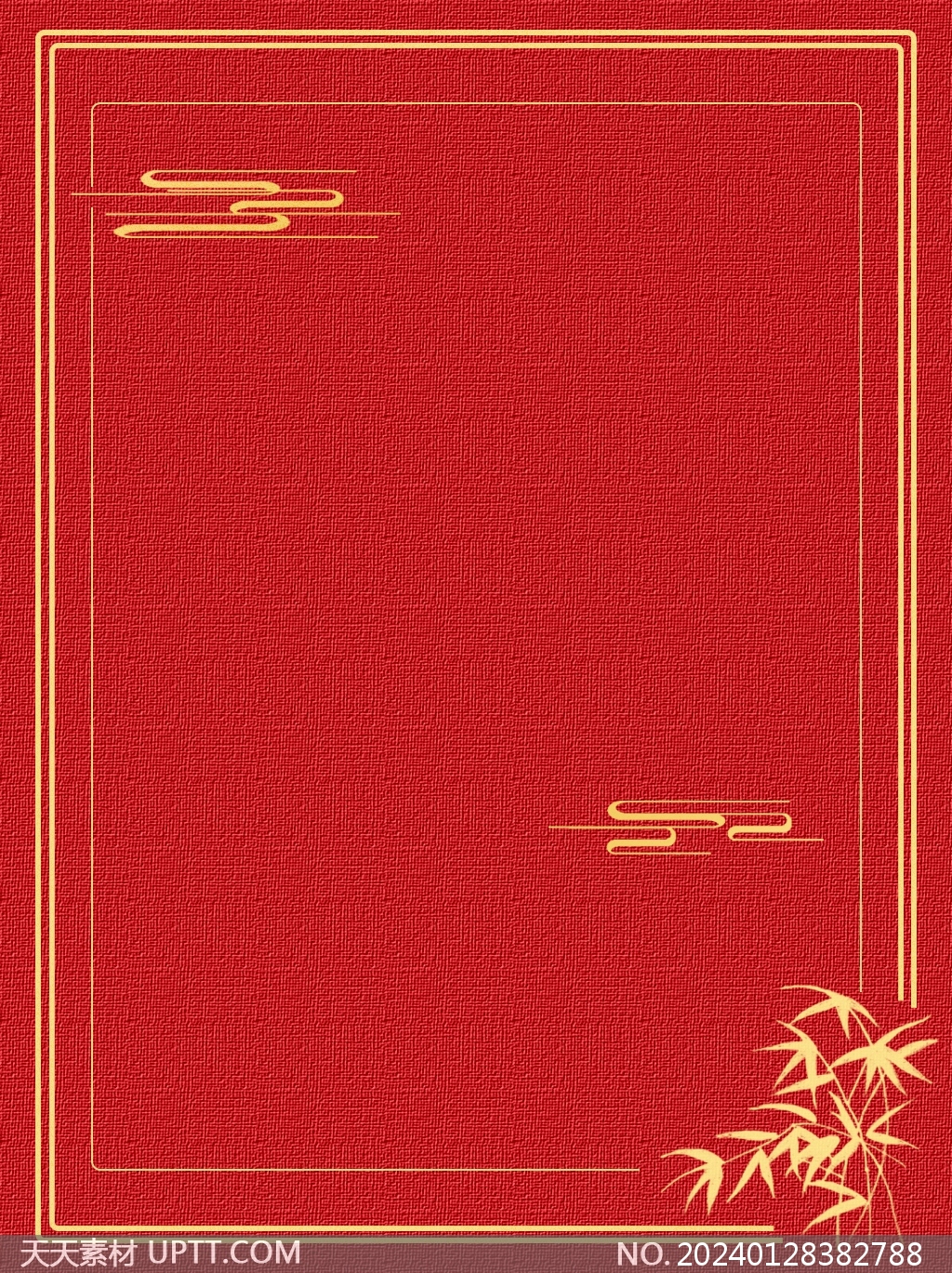 中国风竹子边框红色海报背景素材