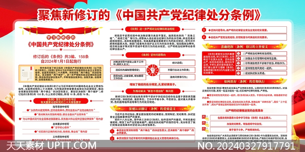 聚焦新修订的中国共产党纪律处分条例党建宣传栏展板