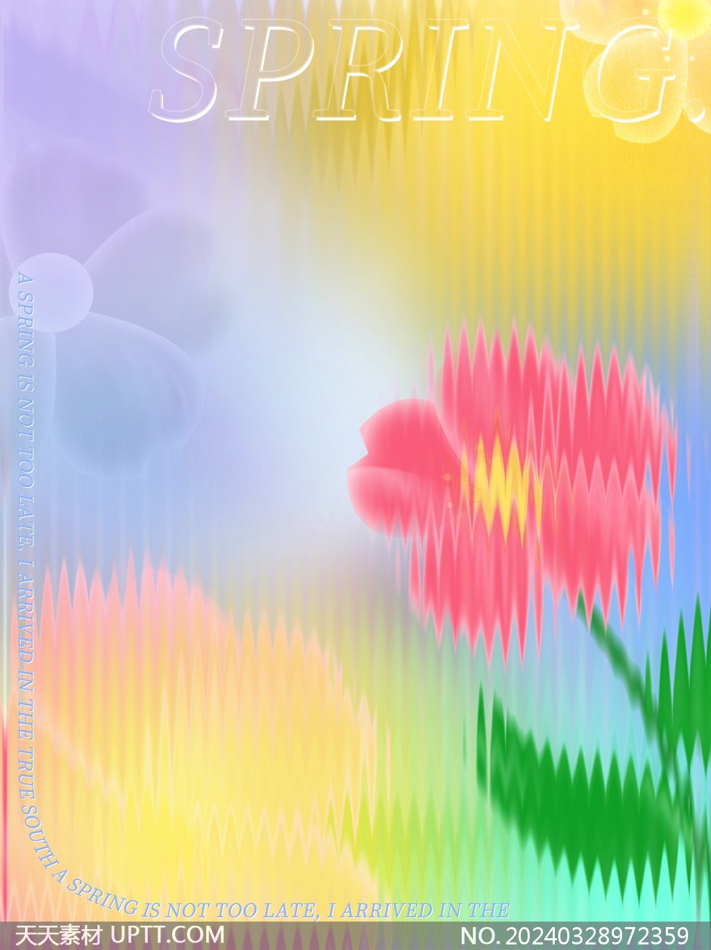 手绘小花春季长虹玻璃海报背景图片