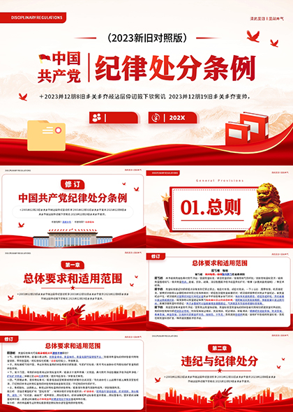 中国共产党纪律处分条例（新旧对照全文）PPT模板