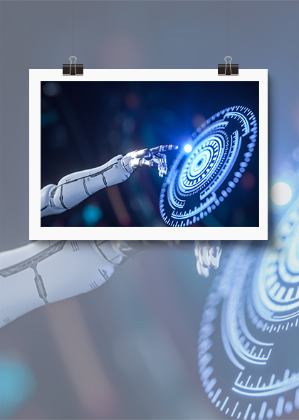 机械臂AI人工智能C4D蓝色科技插画背景素材