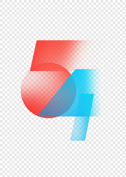 五四青年节红蓝霓虹54数字艺术字设计