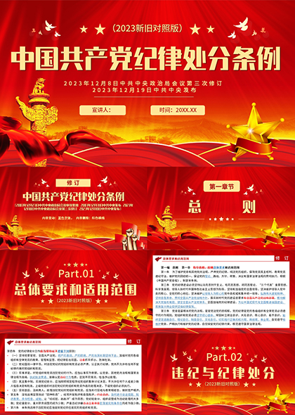中国共产党纪律处分条例新旧对照PPT模板