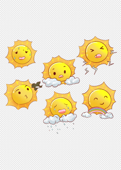 免抠太阳表情卡通可爱太阳天气元素素材