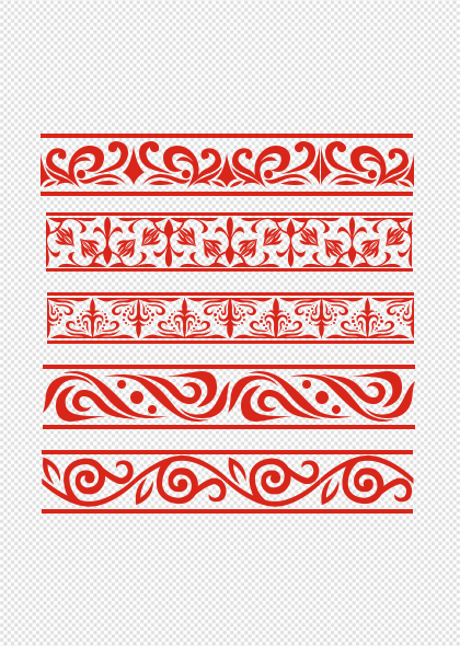 红色中式花边花纹中国古典边框底纹PNG素材