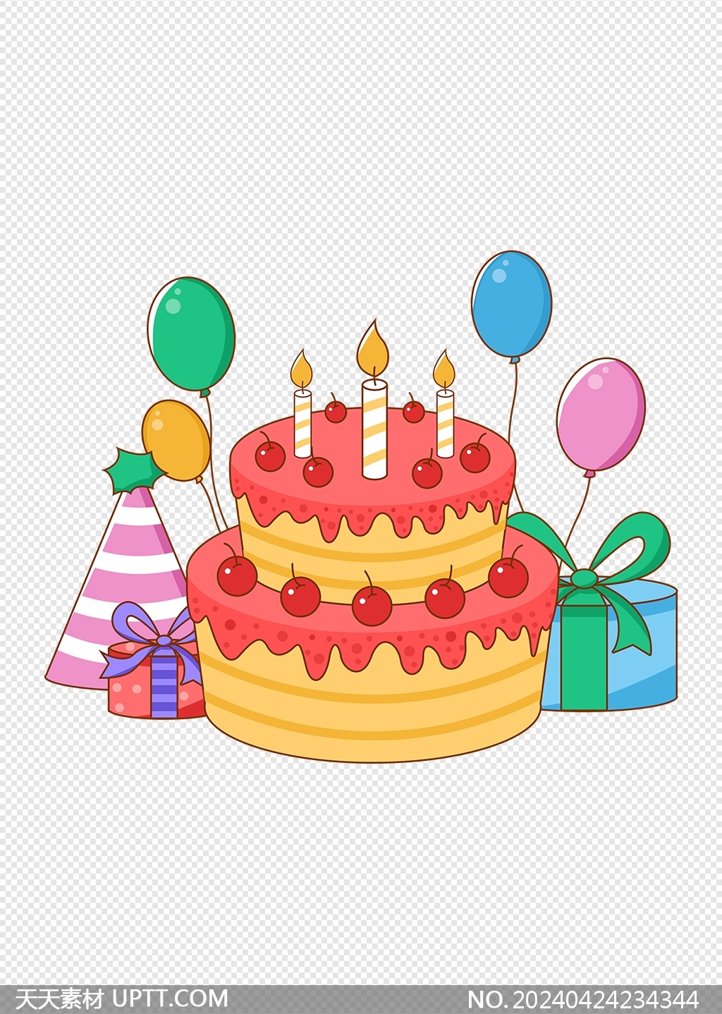 生日礼物蛋糕气球卡通生日免抠元素素材