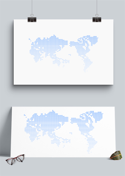 蓝色世界地图全图背景底纹元素PNG素材