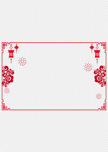 中国风红色灯笼烟花云纹中秋新年春节喜庆边框素材