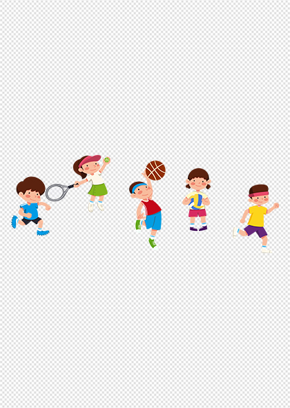 手绘卡通儿童体育活动全民健身日卡通人物素材