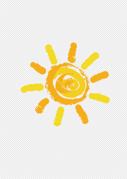 金色卡通儿童画太阳卡通太阳元素素材