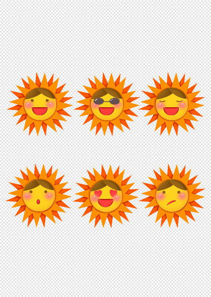 可爱手绘卡通太阳表情太阳免抠元素素材