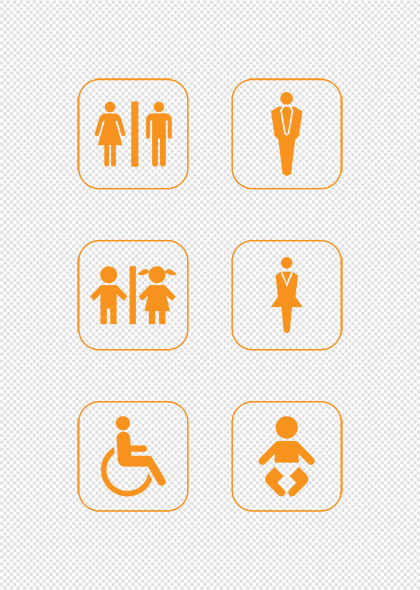 公厕男女卫生间儿童残疾人厕所PNG图标