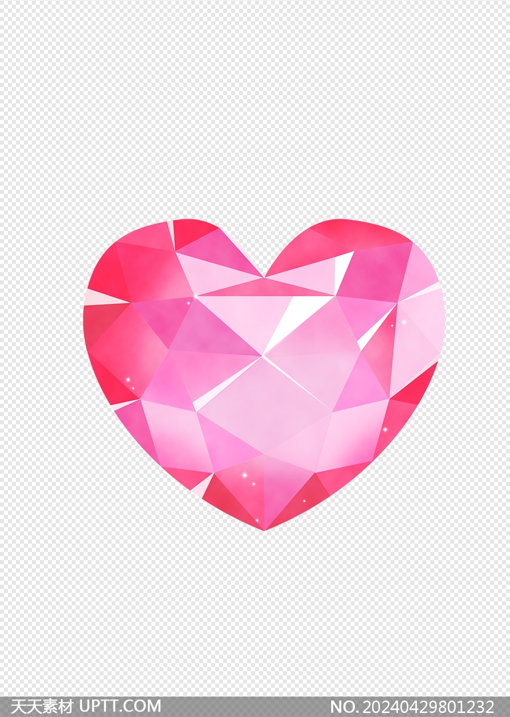 粉色心形宝石元素钻石爱心浪漫素材