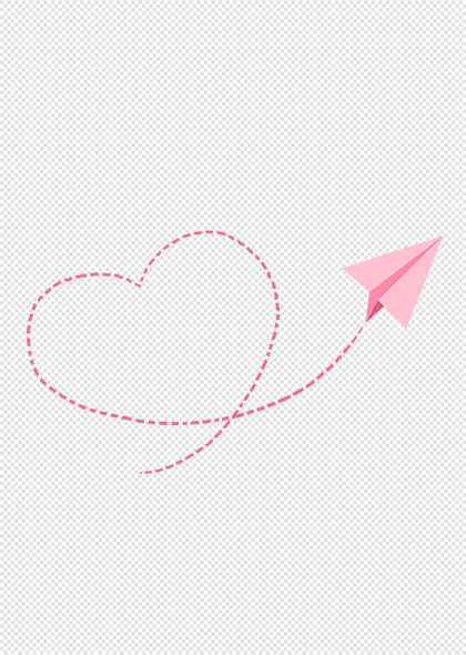 粉色浪漫纸飞机心形轨迹情人节元素素材