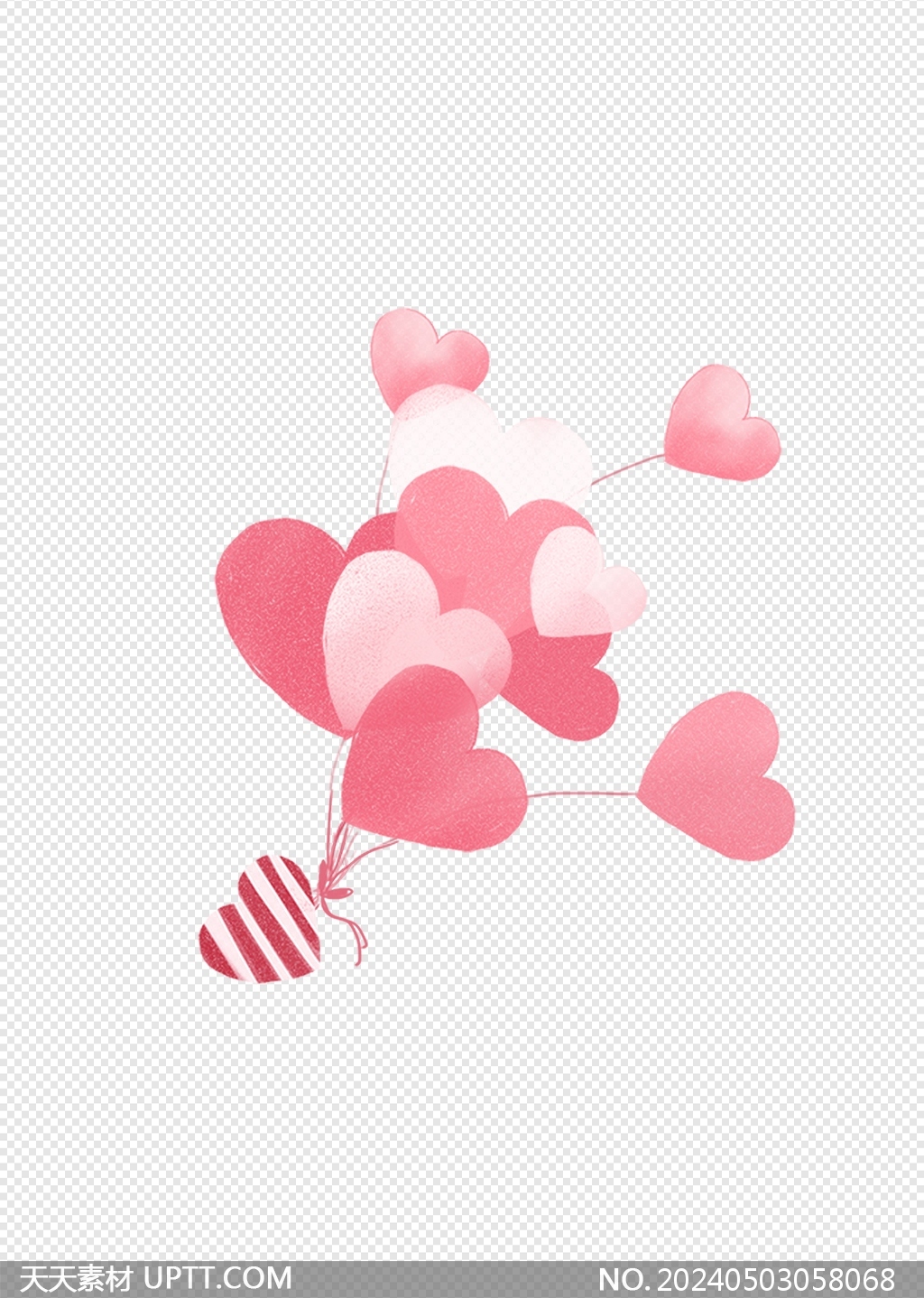卡通粉色爱心气球情人节七夕装饰气球元素素材