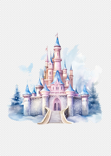 手绘童话城堡卡通免扣城堡PNG元素素材