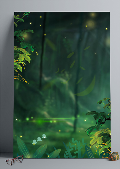 AI设计绿色虚化森林背景图片